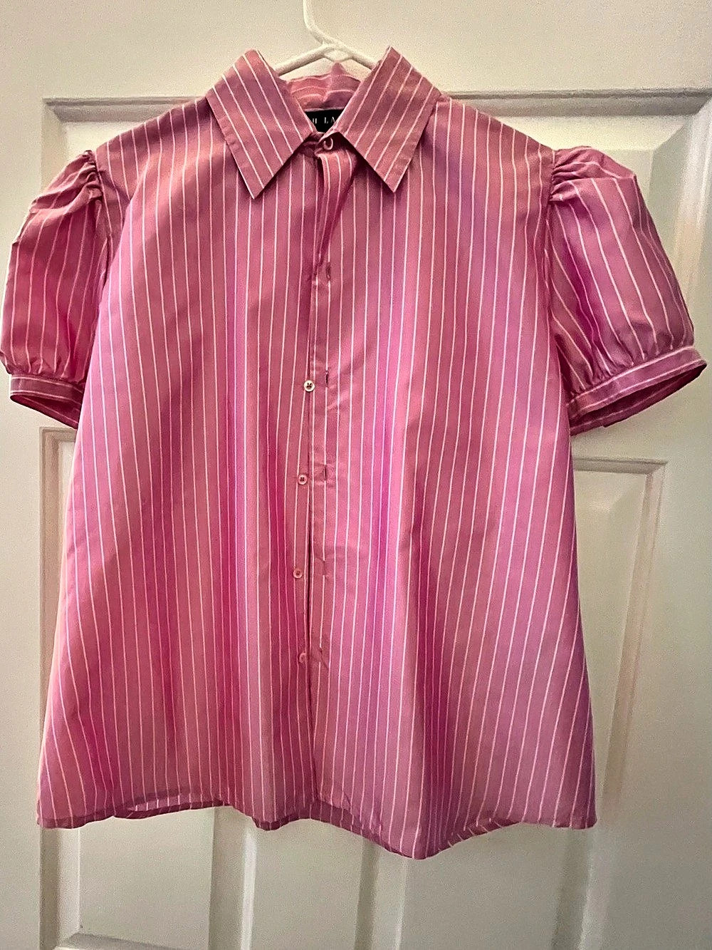 Ralph Lauren Black Label Striped Button Down Top in Pink Size 14